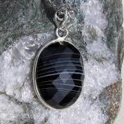 Black Onyx Crystal Pendant - 925 Silver OOAK