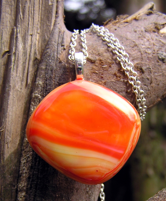 Orange Fused Glass Pendant on Luulla